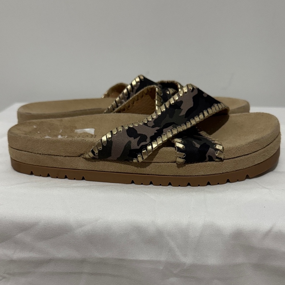 Jack Rogers Camouflage Sandals with Gold Trim - Picture 6 of 7